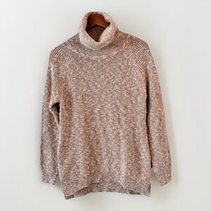 LL Bean Marled Turtleneck Sweater Womens Size M Chunky Scandi Neutral Heritage